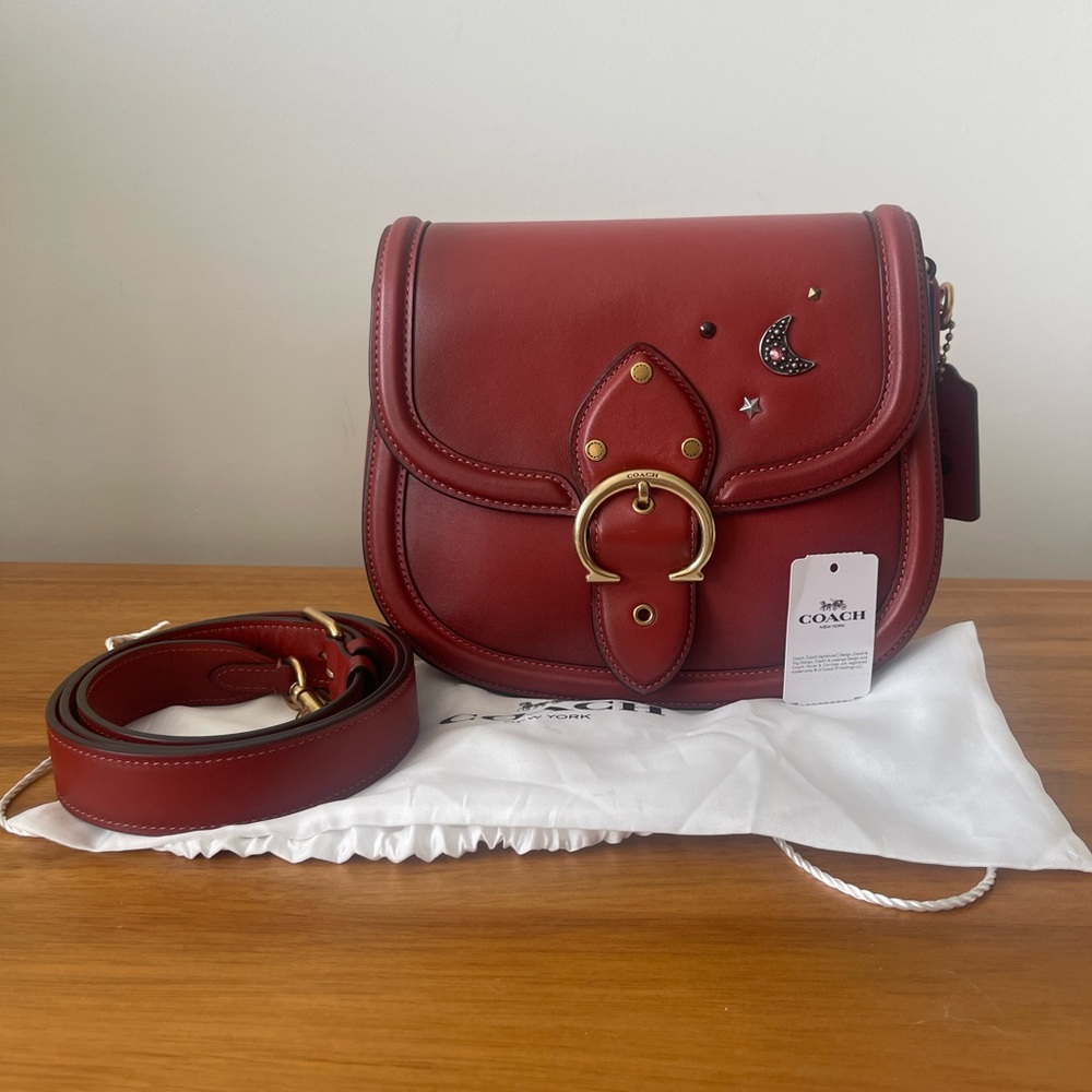 NWT Coach Beat Saddle Customized Red Sand Glovetanned Leather